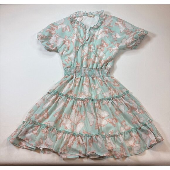 Altard State Dresses & Skirts - Altard State Butterfly Print Mint Ruffled Dress Size M Polyester (HH224)